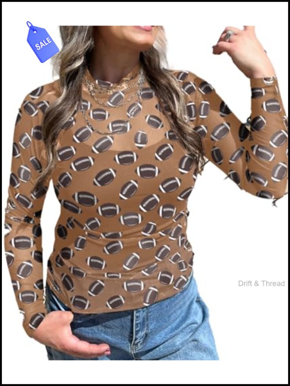 Women's Long Sleeve Mock Neck See Through Mesh Top Slim Fit Western Rodeo Outfit